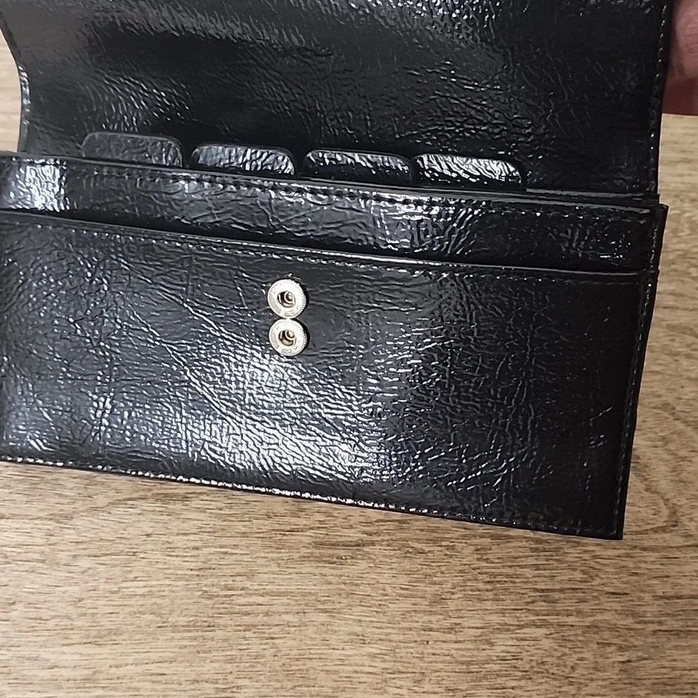 Franklin Covey Black Patent Leather Wallet with Tabs